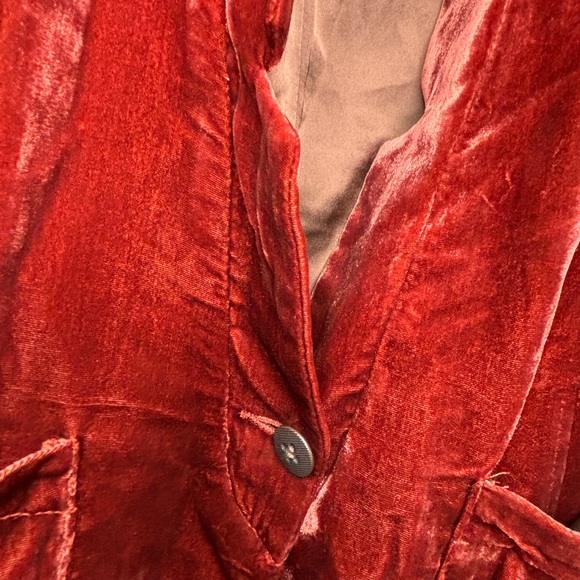 Free people burnt orange rust crush velvet woman's one button jacket sz MED - Picture 8 of 13